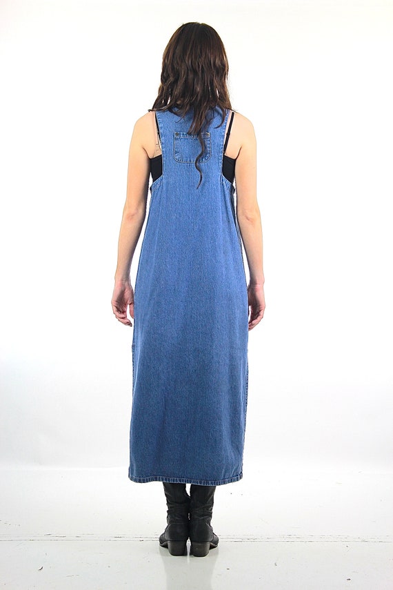 Vintage 90s grunge denim maxi dress sleeveless co… - image 3