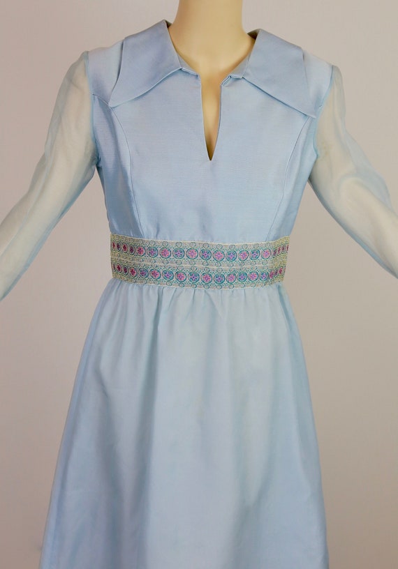 Sheer pastel blue boho maxi dress high waist godde