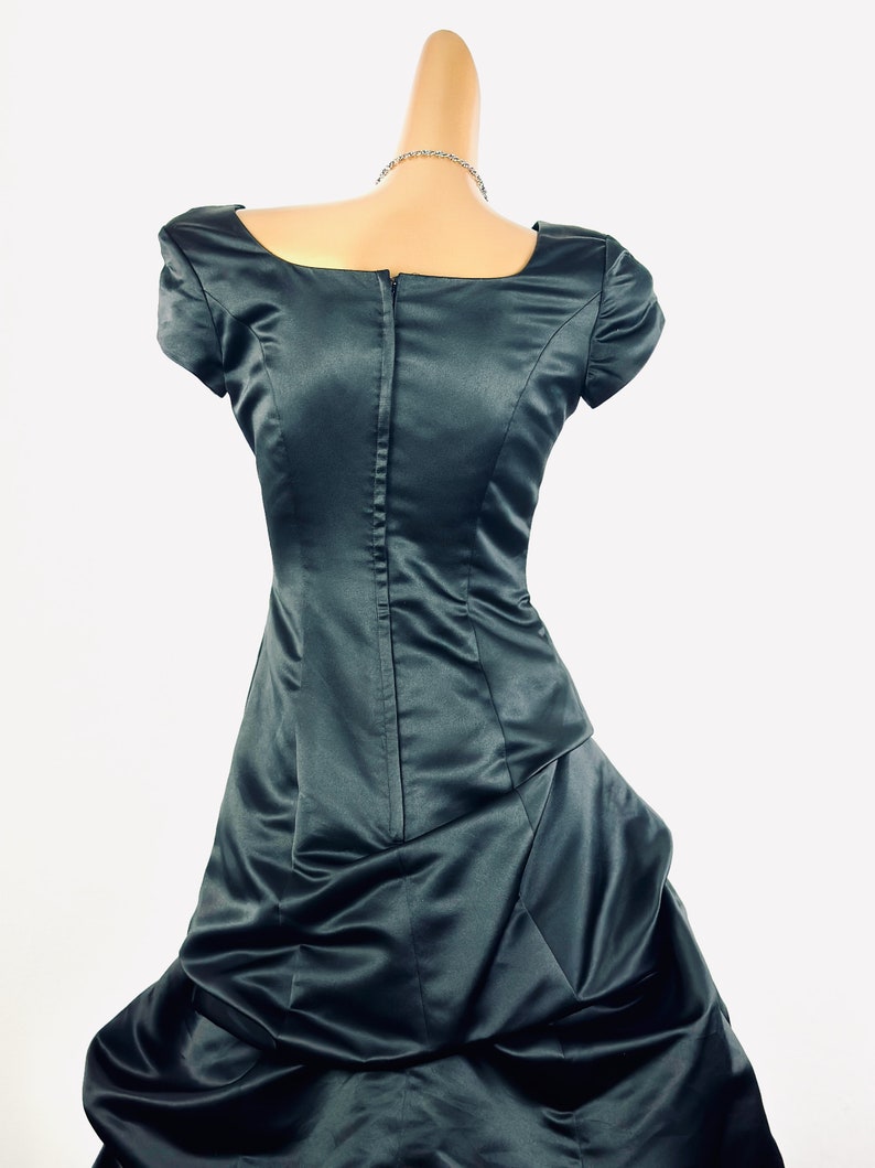 Goth Prom Dress 90s vintage black satin Ballgown wedding guest dress formal image 9