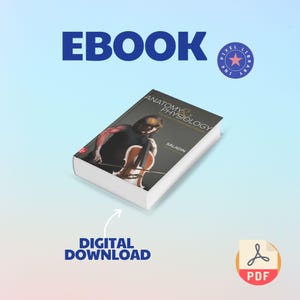 Pode incluir: Um ebook intitulado Anatomy & Physiology: The Unity of Form and Function de Saladin, com uma ilustração de capa de uma pessoa tocando violoncelo com a musculatura do braço visível. Inclui um ícone de PDF e um logotipo circular.