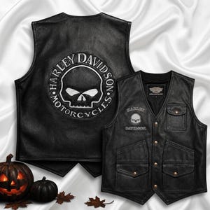 Harley Davidson Skull Leather Vest - Etsy Canada