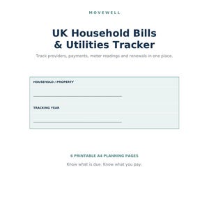 Hushållsräkningar och spårning av el och vatten i Storbritannien | Månadsbudget, mätaravläsningar och förnyelser i PDF-format