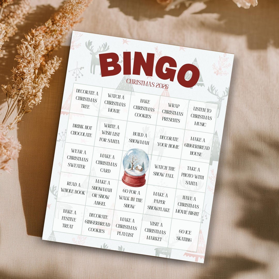 Cozy Christmas Bingo Card - Editable Canva Template, Christmas Activity ...