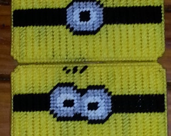 Made To Order: Handmade Plastic Canvas Minion Eyeglass Case Cover