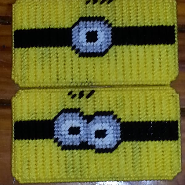 Made To Order: Handmade Plastic Canvas Minion Eyeglass Case Cover