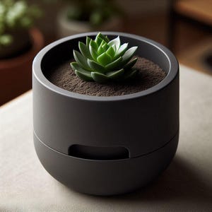 Self Watering Planter 6 in, 3D Printed Modern Plant Pot with Water Reservoir, Minimalist Indoor Planter for Herbs & Succulents