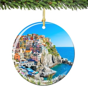 Italy Christmas Ornament of Cinque Terre, Porcelain 2.75 Inch Italian Christmas Ornaments