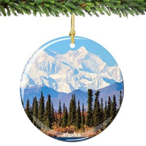 Alaska Christmas Ornament, Porcelain 2.75 Inch Alaskan Christmas Ornaments