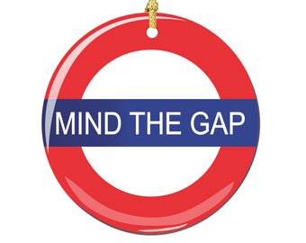 Mind The Gap Christmas Ornament, Porcelain 2.75 Inch London Christmas Ornaments