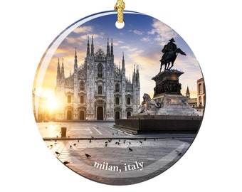 Milan Christmas Ornament of Italy in Porcelain, Double Sided 2.75 Inches