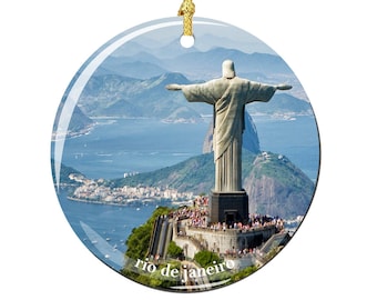 Rio de Janeiro Christ the Redeemer Christmas Ornament in Porcelain