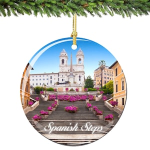 Spanish Steps Christmas Ornament Rome Italy Porcelain Double Sided