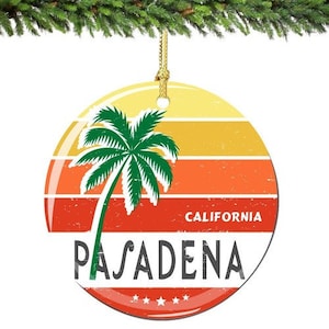 Pasadena California Christmas Ornament Porcelain Double Sided