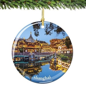 Shanghai Christmas Ornament Porcelain Double Sided