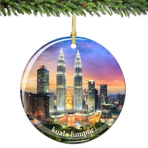 Kuala Lumpur Christmas Ornament Porcelain Double Sided