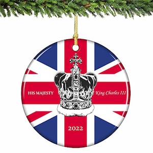 King Charles III Coronation Porcelain Ornament: Hand Printed Keepsake