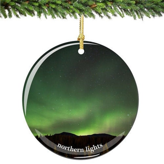 Northern Lights Christmas Ornament Porcelain Double Sided Etsy