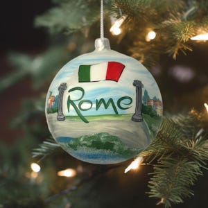 Rome Christmas Ornament Glass Ball Hand Painted 4 Inches