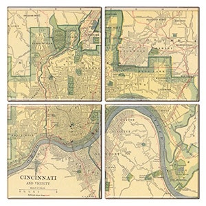 Dessous de verre vintage de Cincinnati (lot de 4)
