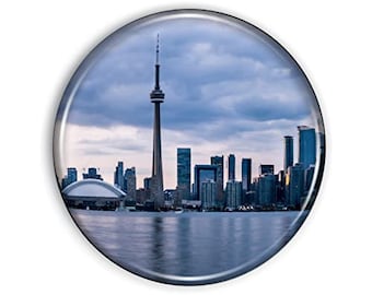 Imán con el horizonte de Toronto: cúpula de epoxi flexible (2,8 cm)