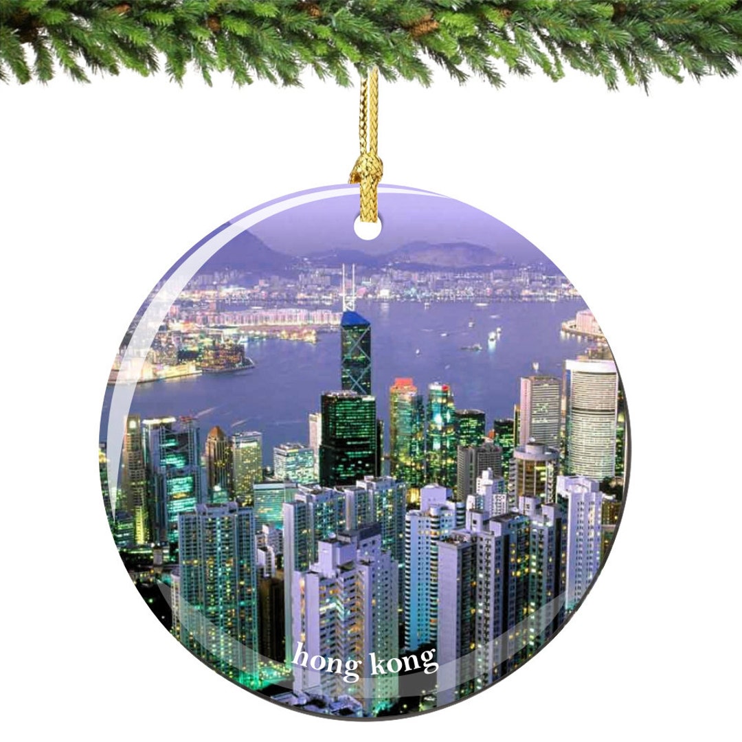 Hong Kong Christmas Ornament in Porcelain Double Sided 2.75 Etsy
