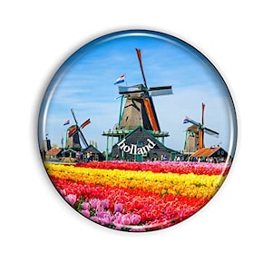 Holland Magnet Strong and Flexible Holland Refrigerator Magnet 1.1 Inch Epoxy Dome