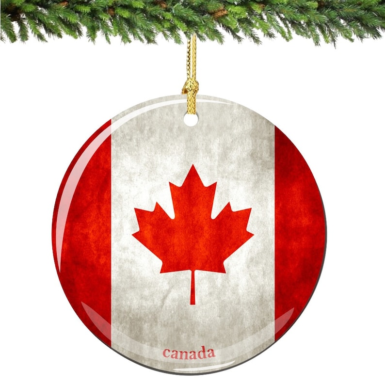 Canada Flag Porcelain Christmas Ornament Decoration 