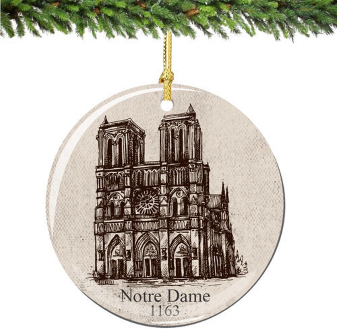Notre Dame Christmas Ornament Porcelain Double Sided Etsy