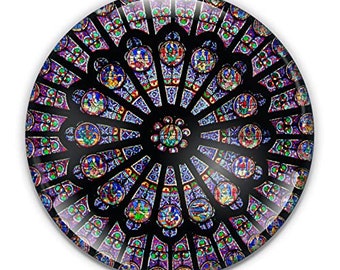 Notre Dame Rose Window Crystal Paperweight - 3 Inch Dome