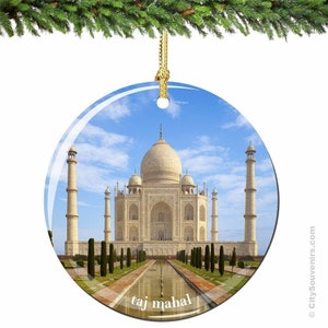 Taj Mahal Porcelain Ornament - India Landmark Christmas Souvenir Travel Gift