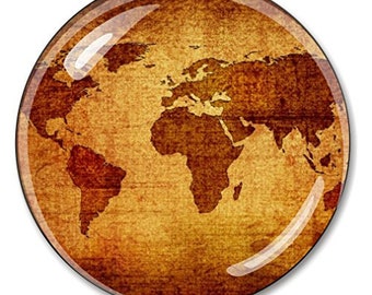 Antieke Wereldkaart Presse-papier Kristal 3 inch