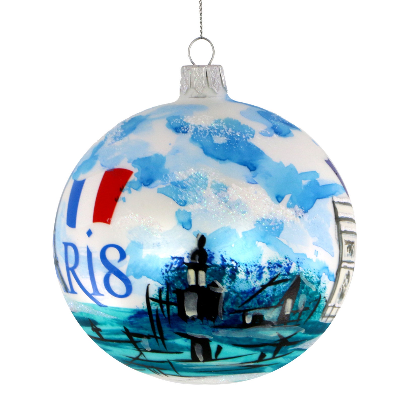 Handmade Glass Paris Christmas Ornament Includes Eiffel Tower Etsy
