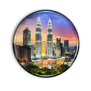 Kuala Lumpur Magnet: Flexible Epoxy Dome Refrigerator Decor (1.1 Inch)