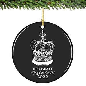 King Charles III Christmas Ornament Porcelain Coronation Crown 2022 (Royal Collection)