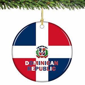 Dominican Republic Flag Christmas Ornament Porcelain 2.75 Inches