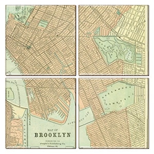 Dessous de verre de Brooklyn, carte vintage (lot de 4)