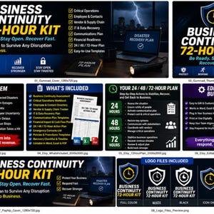 Business Continuity Plan Template | 72-Hour Emergency Recovery Kit | Small Business Disaster Preparedness System