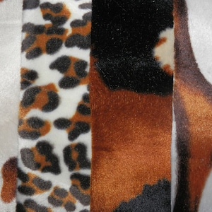 4 pcs (avg 9"x13.5") Animal Print Velboa Short Pile Fabric #1115