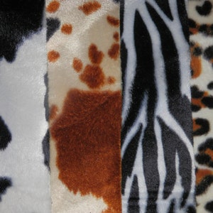 4 pcs (avg 9"x13.5") Animal Print Velboa Short Pile Fabric #1123