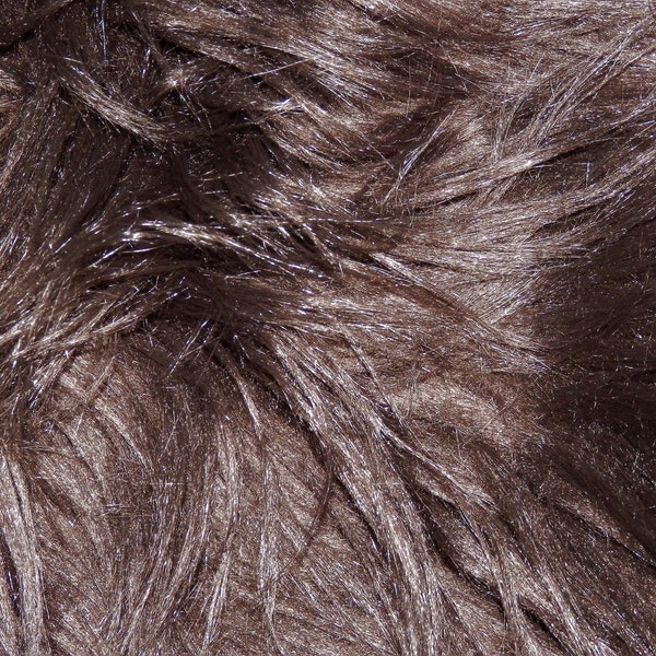 12"x24" Faux Fake Fur Solid DARK BROWN Animal Long 4" Pile Fabric #1