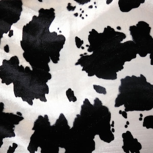 15&quot;x19&quot; Black & White Cow Print Velboa Short Pile Fabric #1190