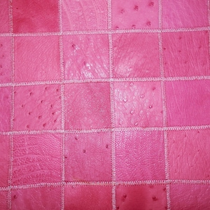 12&quot;x24&quot; Pink / Hot Pink Patchwork Ostrich Embossed Cowhide Leather w/ Liner #2