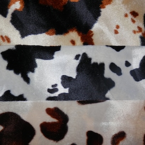 3 pcs (avg 9&quot;x13.5&quot;) Cow Animal Print Velboa Short Pile Fabric #1120