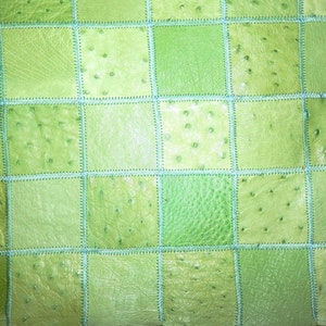12&quot;x24&quot; Lime Green Patchwork Ostrich Embossed Cowhide Leather w/ Liner #2