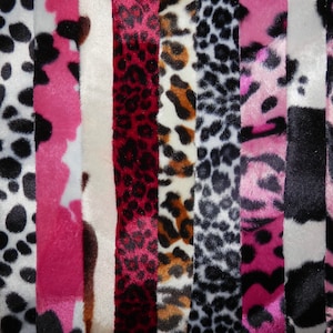 10 pcs (avg 9&quot;x13.5&quot;) Animal Print Velboa Short Pile Fabric #1118