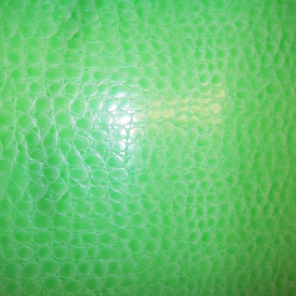 12"x24" Lime Green **VINYL** Crocodile Embossed Faux Leather Fabric #1