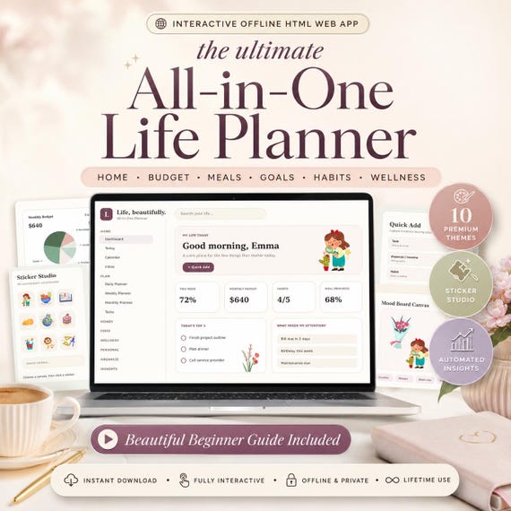 HTML Planner, Web App Planner, All in One Life Planner, Budget Planner & Habit Tracker, Offline Planner, Web Planner, Task Manager