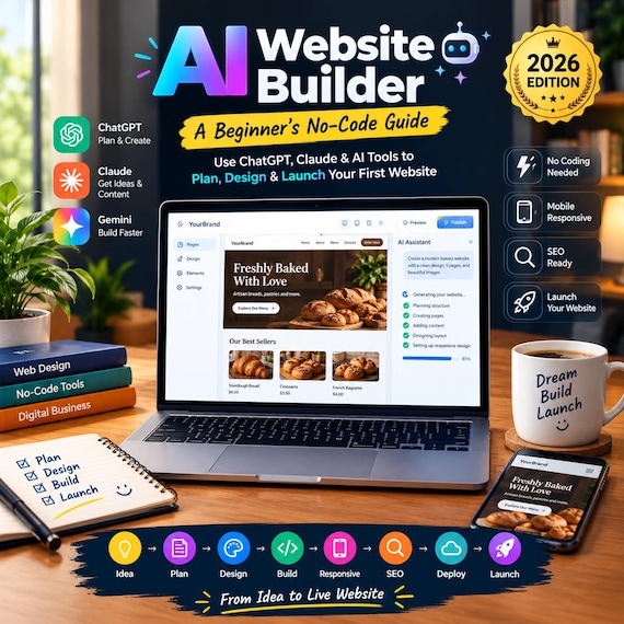 AI Website Builder Ebook | No-Code Web Design Guide (Digital Download)