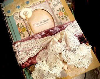 Fairytale Wedding Guest Book Shabby Vintage Boho Wedding Garden Party Scrapbook Wedding Album Custom
