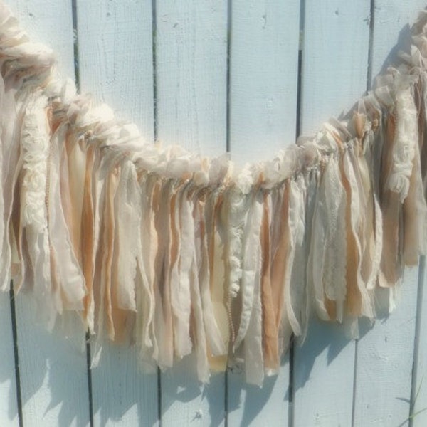 Shabby Vintage Wedding Banner Dekor Boho Anthro schäbig Baby Dusche Bridal Shower Wald Tea Party Foto Prop Blush Pfirsich-Creme